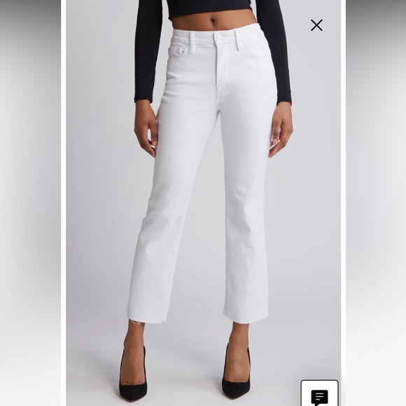 Good American Denim - NWT- Good Straight High Waist Raw Hem Straight Leg Jeans- White-Size 12